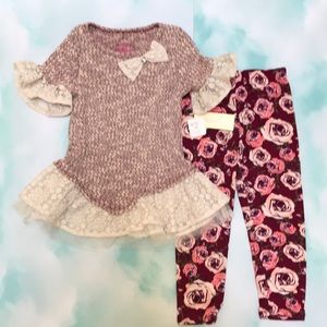 Collete Lilly 2 Pc Rose Burgundy Set Size S/4